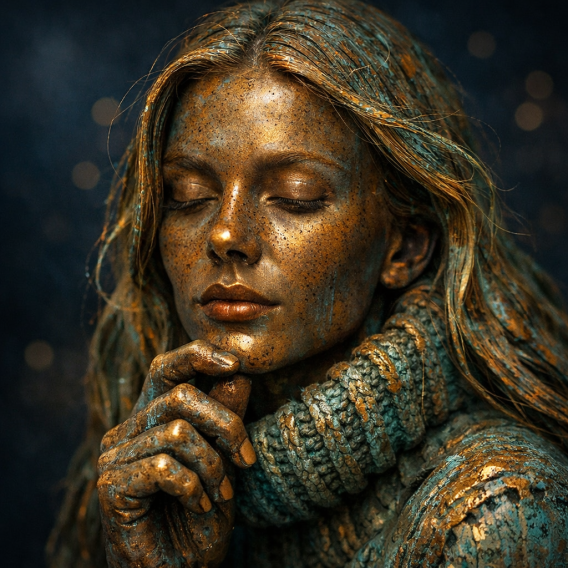 Oxidierte Bronzestatue Portrait