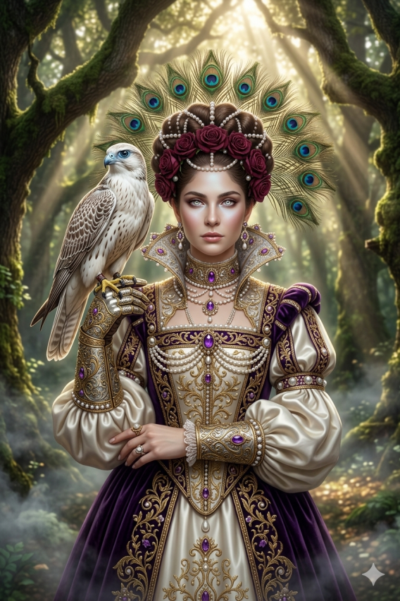 Fantasy Zaubererkönigin mit Falke