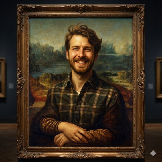 Moderner Mann im Mona-Lisa-Stil