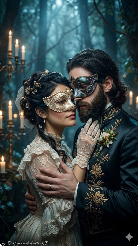 Romantischer Maskenball im Wald